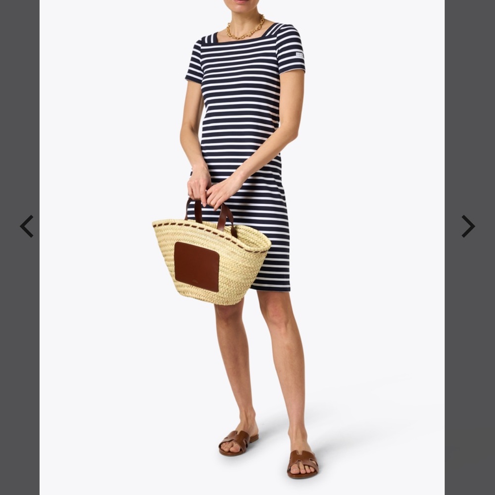 Saint James Tolede Square Neck Dress Stripe Navy and White Nautical Short Sleeve